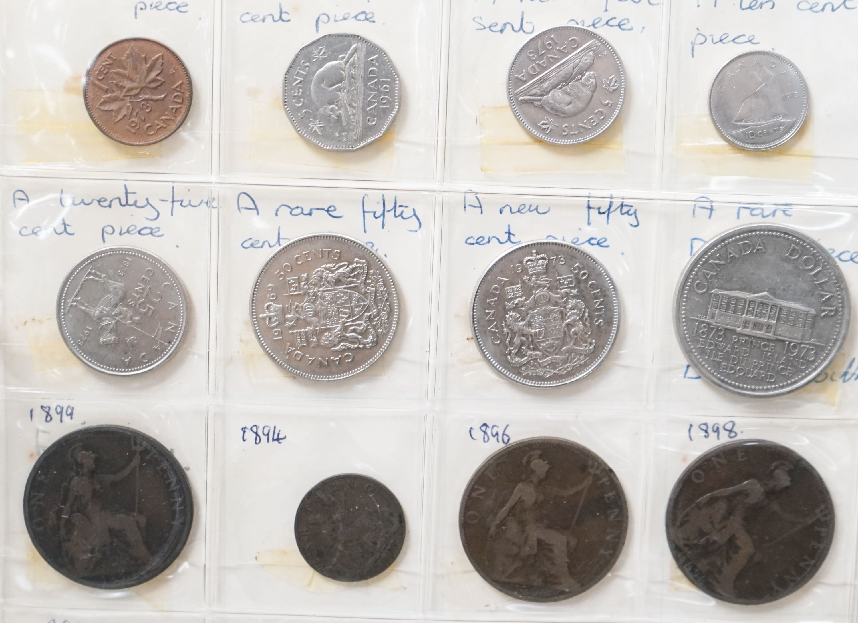 A large collection of UK and World coins, mostly 19th/20th century, in nine albums and loose, 2 boxes